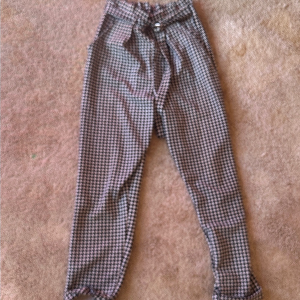 Houndstooth High-Waisted Pants